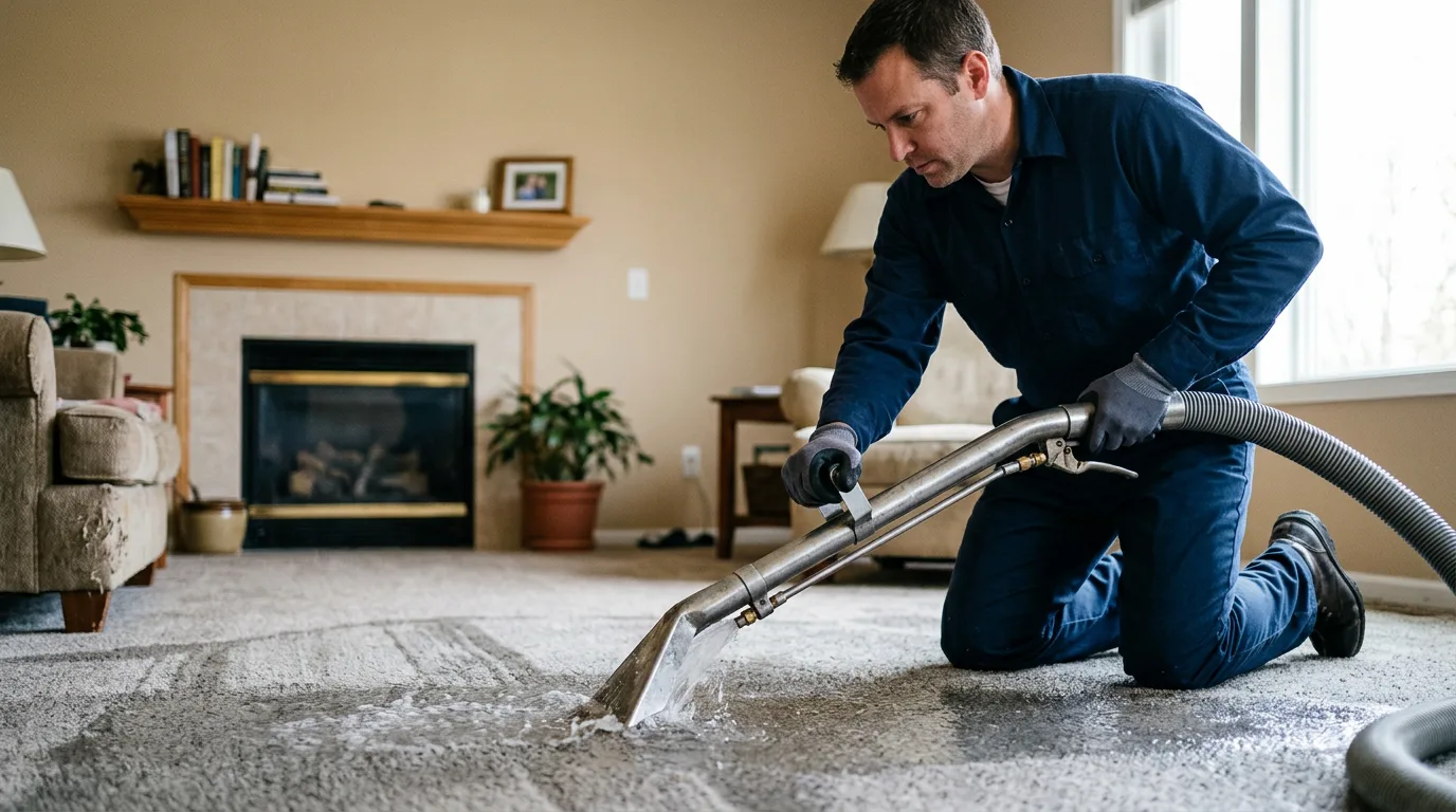 Water damage restoration technician working near Bessie, OK